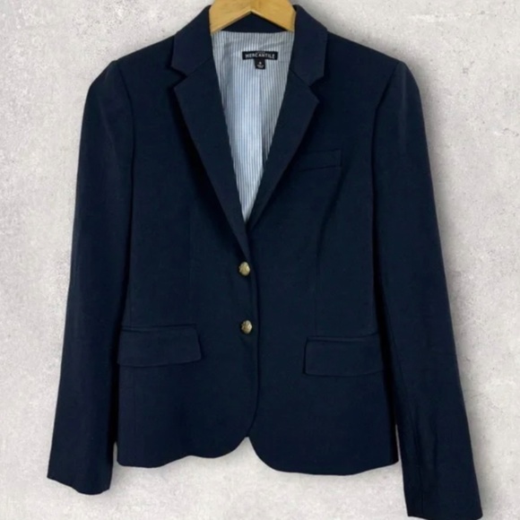 J. Crew Schoolboy Blazer Navy Blue Size 4 Style # J4548 Double Button Stretch - Picture 13 of 13